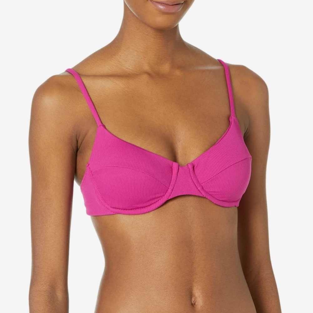 Becca by Rebecca virtue fine line rib Sarah underwire pink bra top.